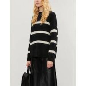 AllSaints Siddons Jumper Black and White Striped Sweater alpaca wool cashmere